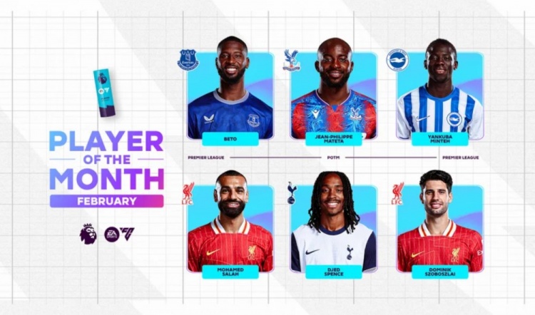  英超2月最佳候選：貝托、馬特塔、明特、薩拉赫、斯賓塞、索博