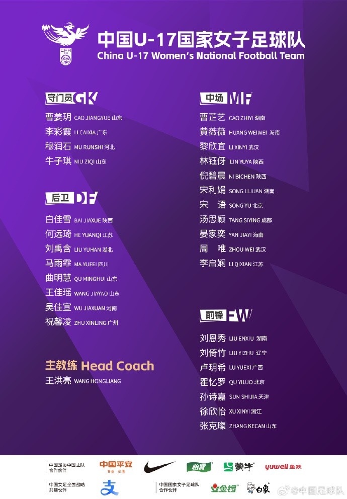  U17女足30人將在蘇州集訓備戰(zhàn)世界杯，姜寧、朱挺擔任訓練員