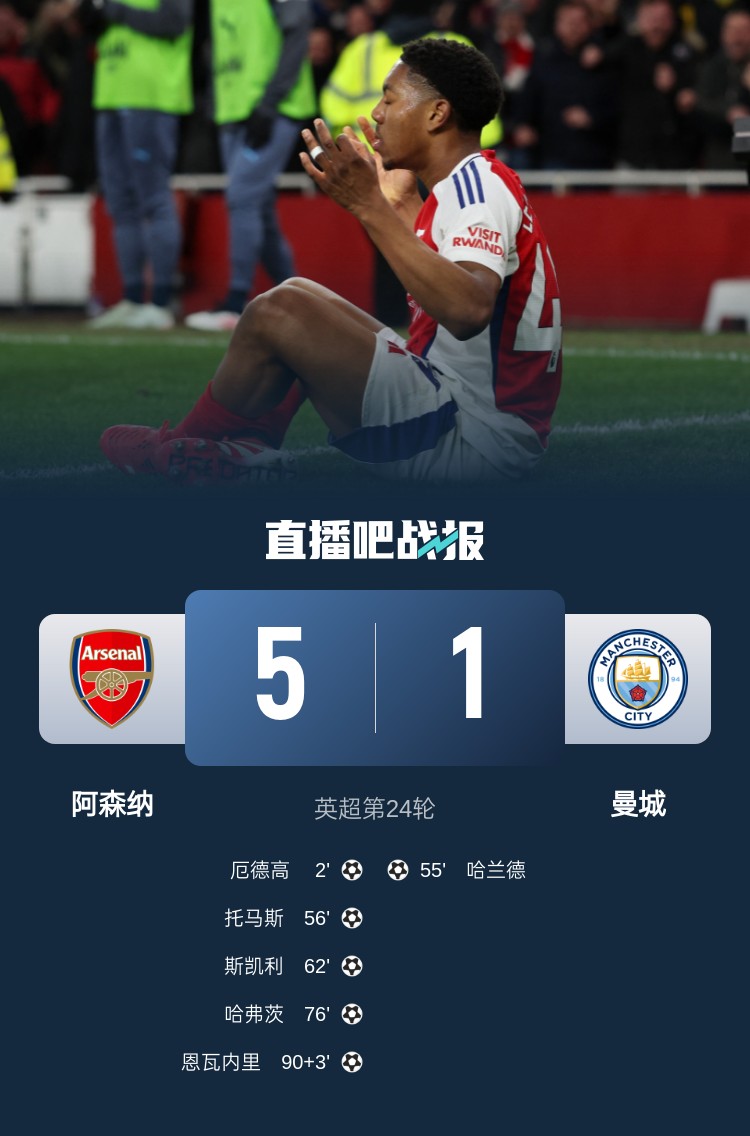  硬氣槍手無畏強(qiáng)敵！阿森納本賽季5-1碾壓曼城，3-0完勝皇馬